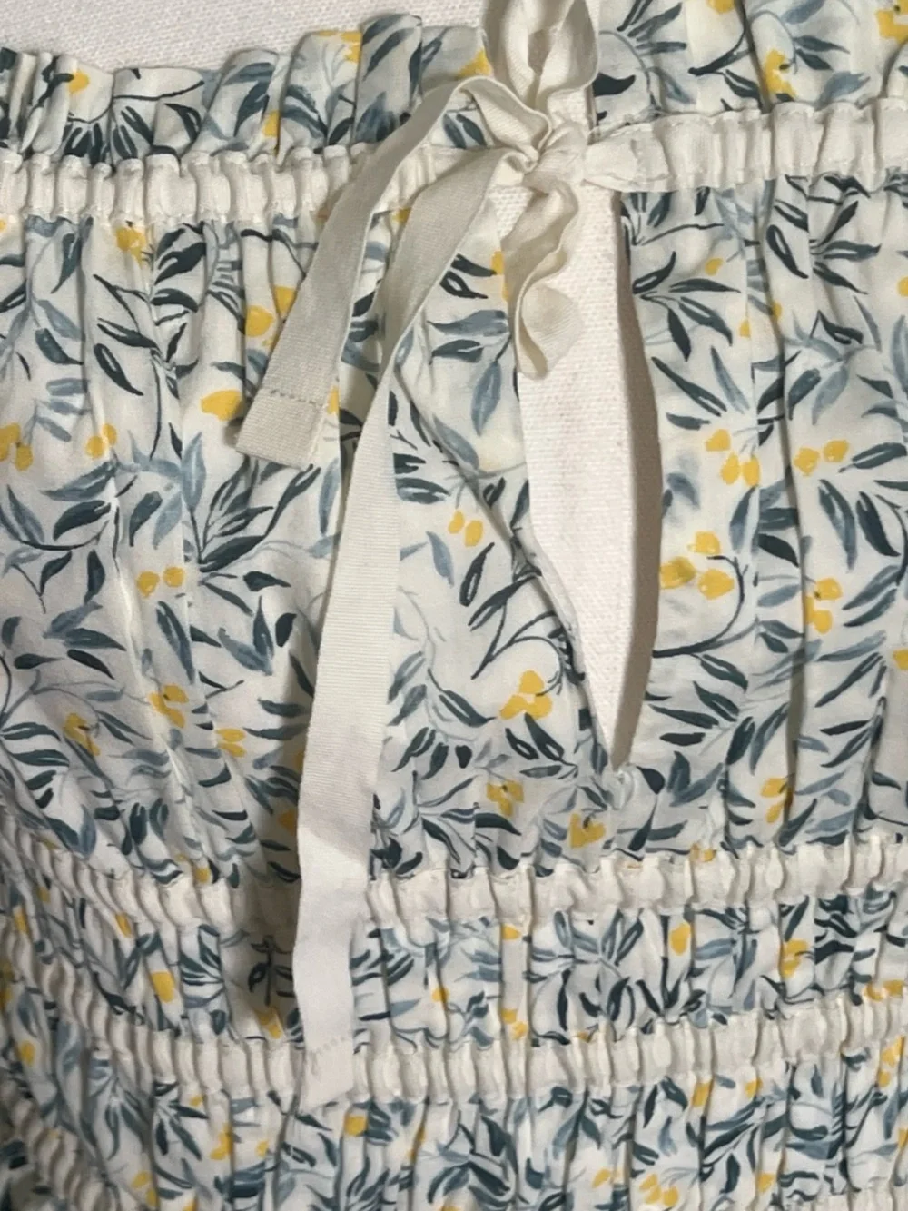 H&M Cream Floral Smocked Bandeau Top with Yellow Accents - Picture 5 of 8